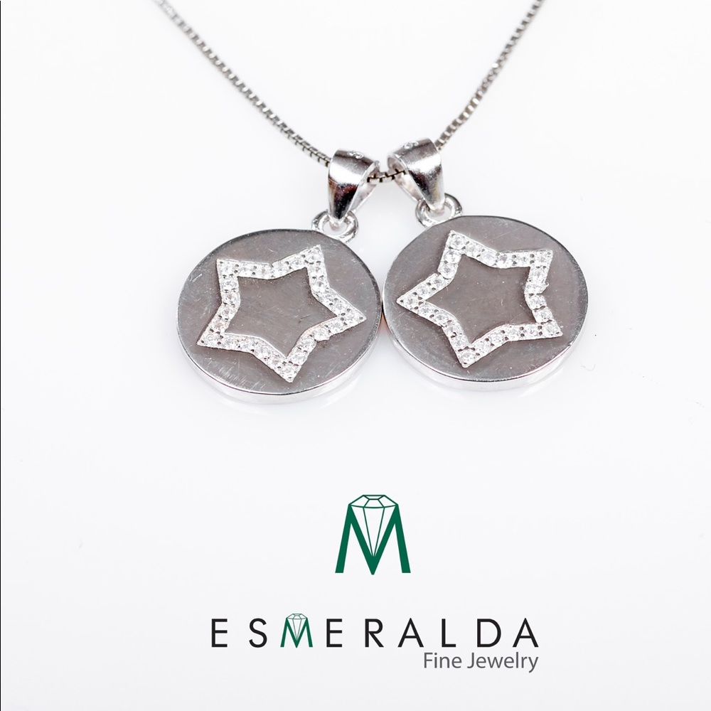 925 Sterling Silver Star Pendant with cz